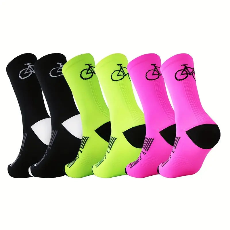 High-Performance Cycling Socks - Breathable, Moisture-Wicking for Road & Mountain Biking, Fits US 5-11