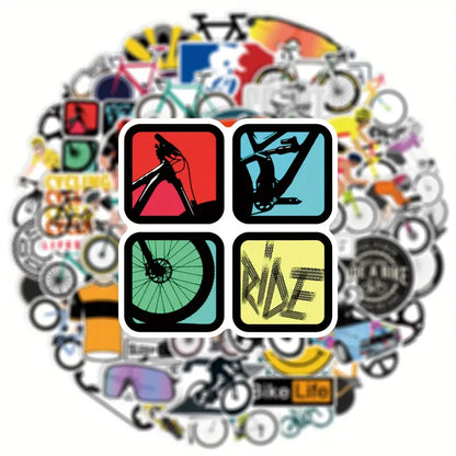 50pcs Road Bike Series Graffiti Stickers for Suitcases, Mobile Phone Cases, Laptops, Helmets, Skateboards, Waterproof Decorative Stickers, DIY Creative Home Seals And Stickers