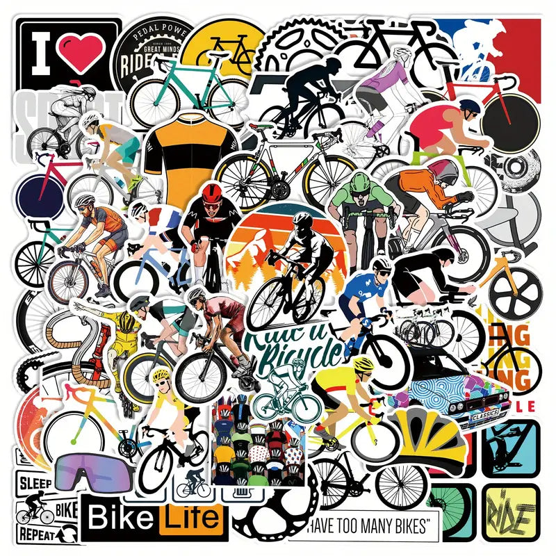 50pcs Road Bike Series Graffiti Stickers for Suitcases, Mobile Phone Cases, Laptops, Helmets, Skateboards, Waterproof Decorative Stickers, DIY Creative Home Seals And Stickers