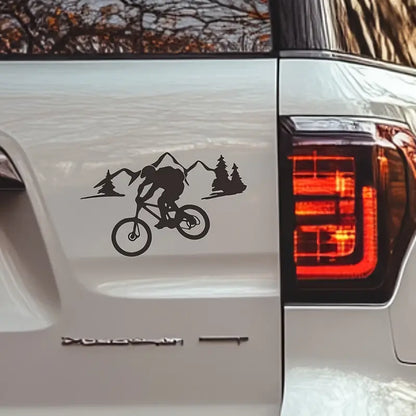 Stylish Cyclist Vinyl Decal - Durable Outdoor Bike Sticker for Cars, Trucks & SUVs - Perfect for Mountain & Road Biking Enthusiasts