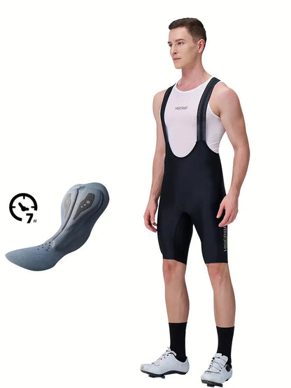 HISERWA Men's Quick-Dry Cycling Shorts with 3D Padding - Breathable, Shock-Absorbing Bib Design for Road & Mountain Biking, HISERWA