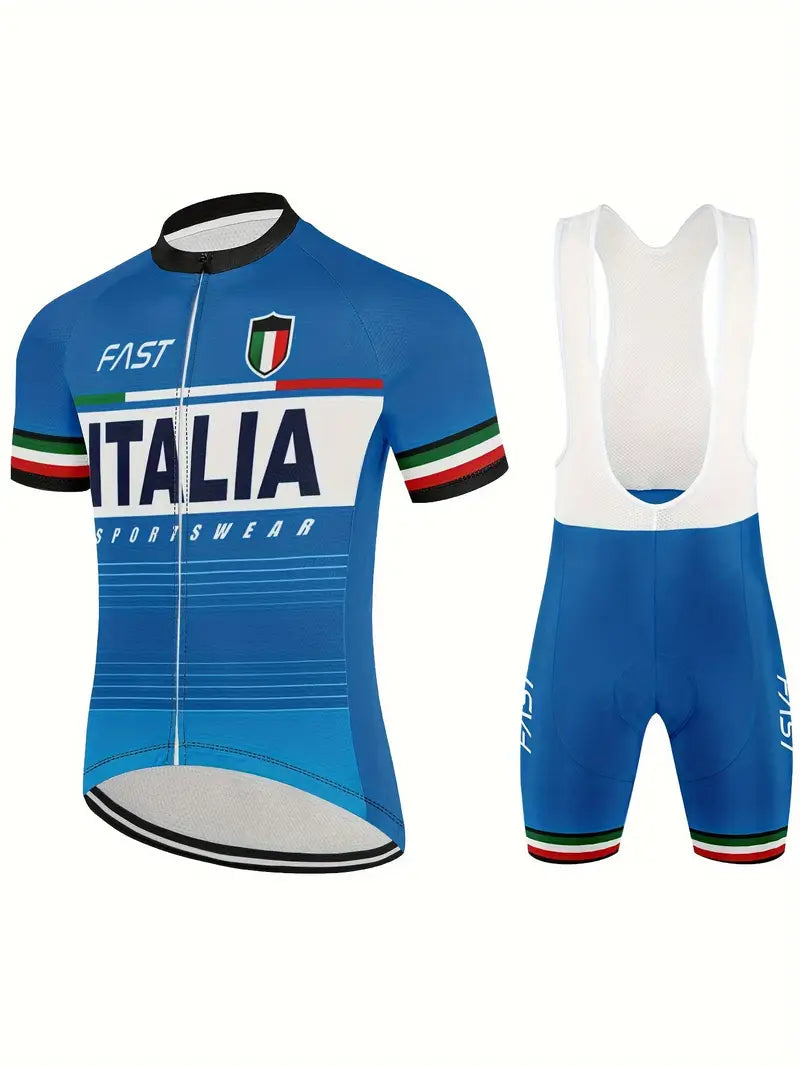 3D printed Italia pattern Men's Cycling Jersey set bicycle Bib short set Sports Clothing Apparel Quick Dry Breathable Reflective stripe 3 rear pockets