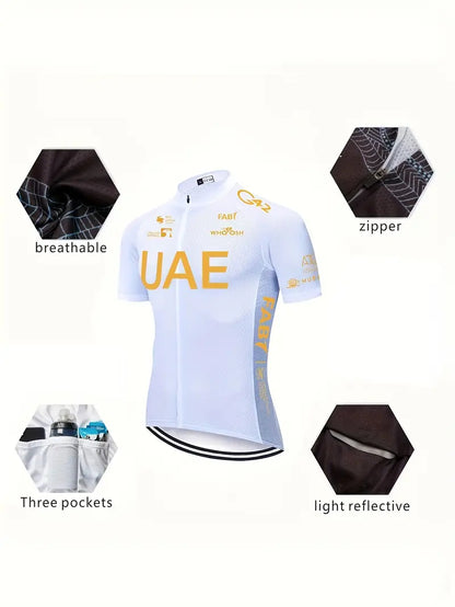 UAE Cycling Jersey 2024 Men'S Team Short Sleeved Cycling Suit MTB Cycling Uniform Summer Cycling Suit