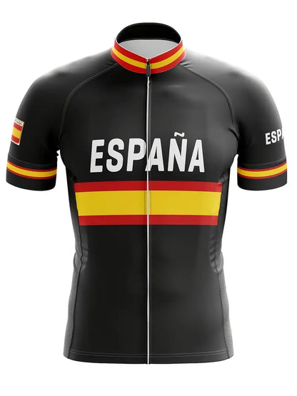 2024 Black Espana Cycling Jersey Tops Short Sleeve Summer Cycling Clothing Road Bike Shirts Spain Bicycle Jersey MTB Breathable Jacket Maillot