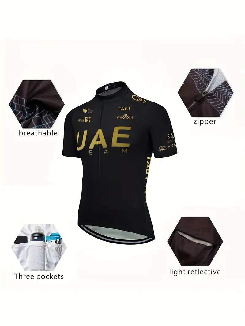 UAE Cycling Jersey 2024 Men'S Team Short Sleeved Cycling Suit MTB Cycling Uniform Summer Cycling Suit