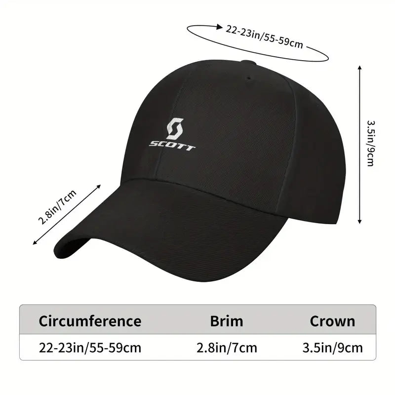 Scott Bicycle Logo Adjustable Baseball Cap, Breathable & Lightweight Polyester with Sweatband, Ideal for Sports & Outdoor Activities