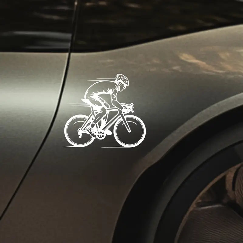 Stylish Cyclist Vinyl Decal - Ανθεκτικό αυτοκόλλητο ποδηλάτου εξωτερικού χώρου για αυτοκίνητα, φορτηγά και SUV - Ιδανικό για λάτρεις της ποδηλασίας βουνού και δρόμου